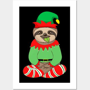 Sloth In Elf Costume Christmas Posters and Art